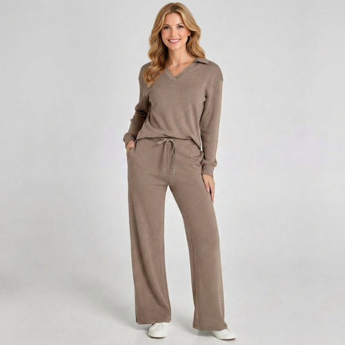 Collared Co-Ord Set – Drawstring Wide Leg Style