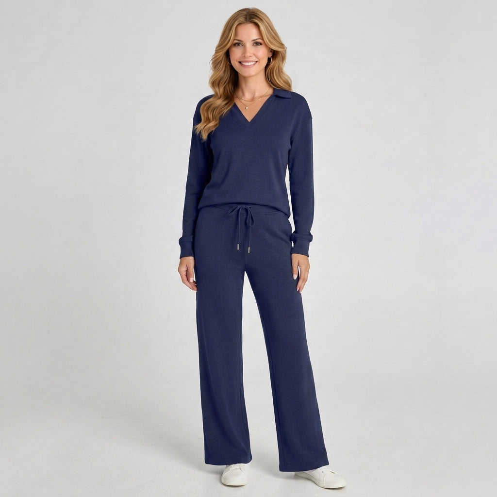 Collared Co-Ord Set – Drawstring Wide Leg Style