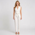 Wrap Front Jumpsuit – Sleeveless Tie Waist Style