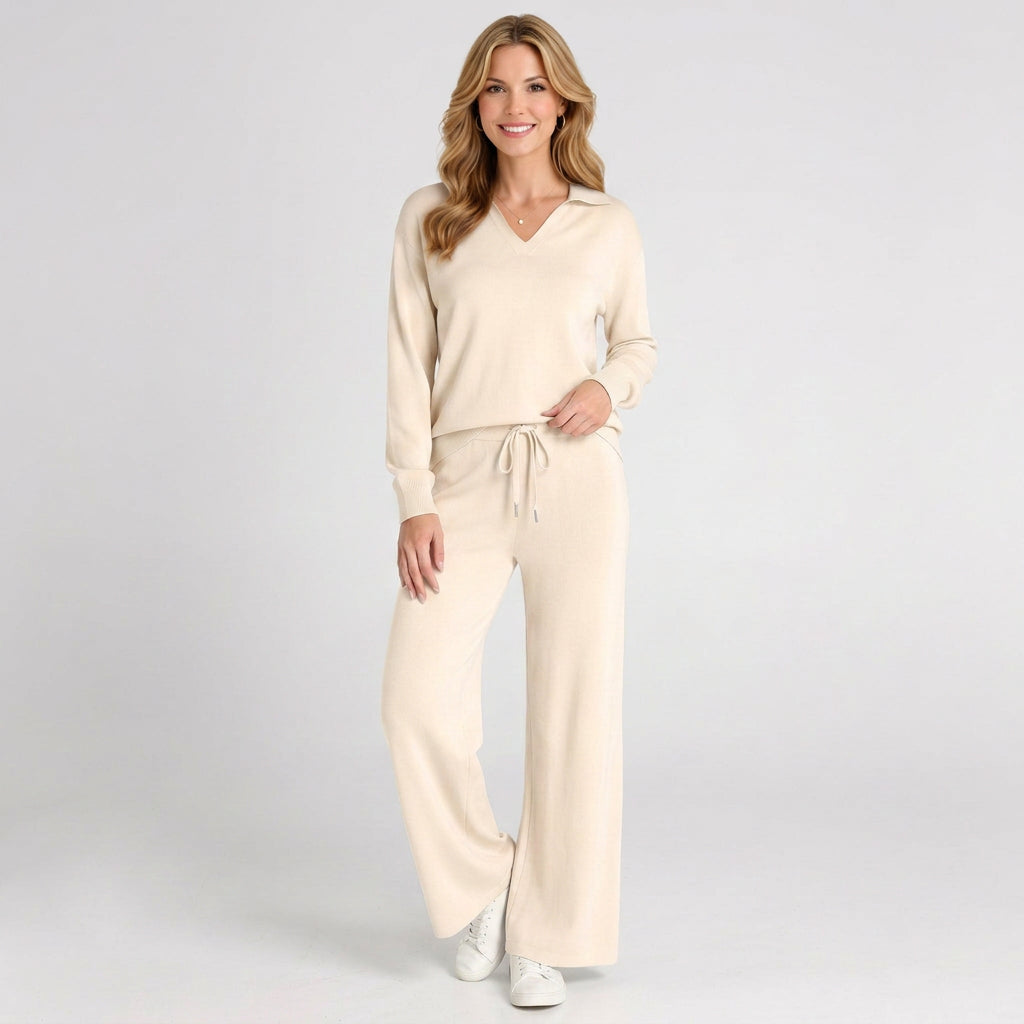 Collared Co-Ord Set – Drawstring Wide Leg Style