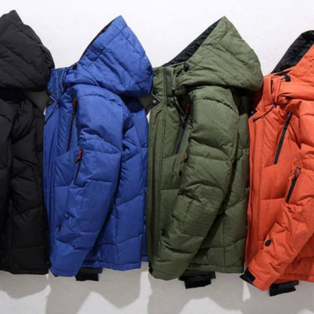 Veste d'hiver matelassée à capuche pour homme avec poches zippées