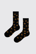 Women's Halloween Pumpkin Face Print Crew Socks