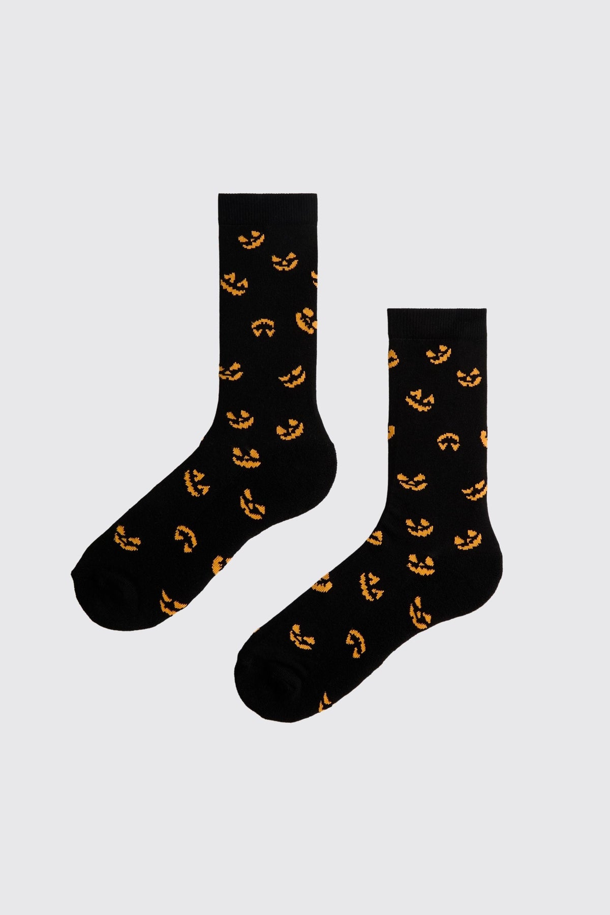 Women's Halloween Pumpkin Face Print Crew Socks