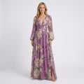 Floral Maxi Dress – V-Neck Long Sleeve Occasion Style