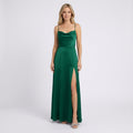 Cowl Neck Maxi Dress – Strappy Split Front Style