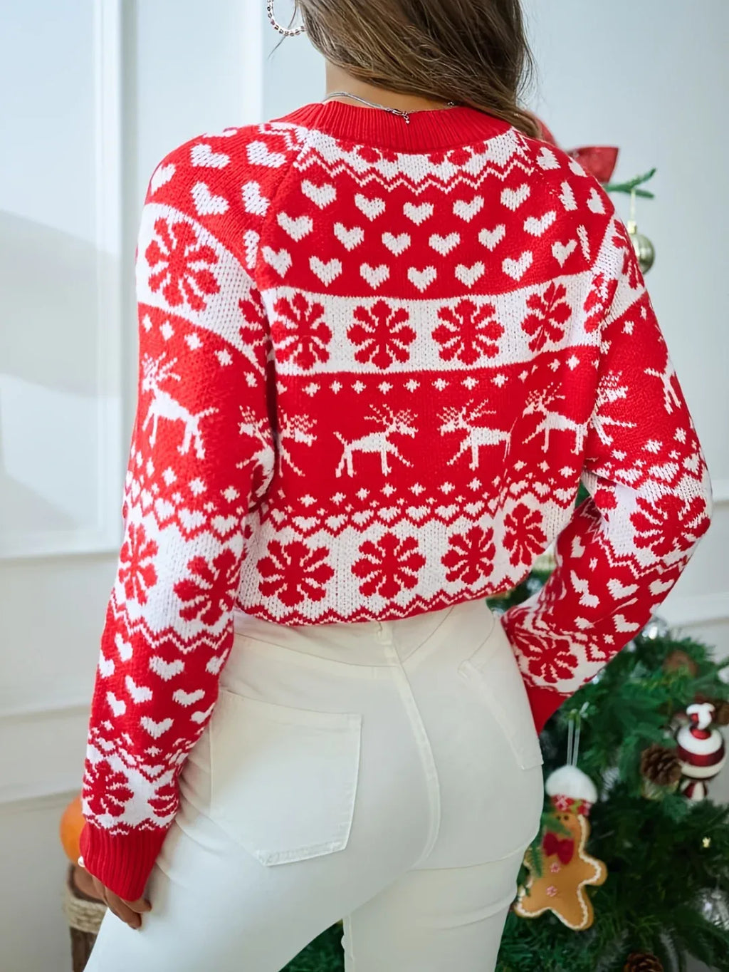 Women's Festive Reindeer Fair Isle Christmas Sweater
