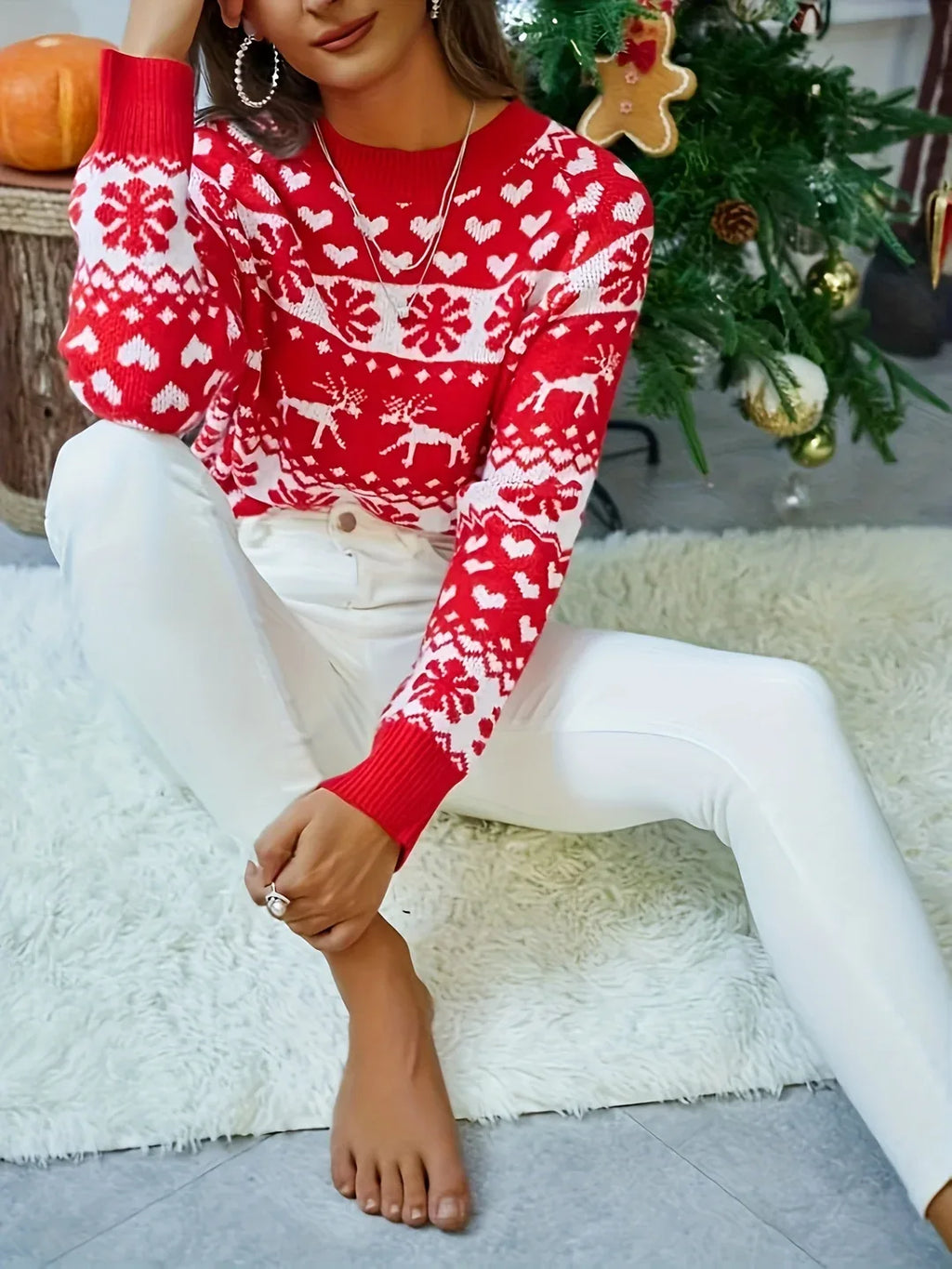 Women's Festive Reindeer Fair Isle Christmas Sweater