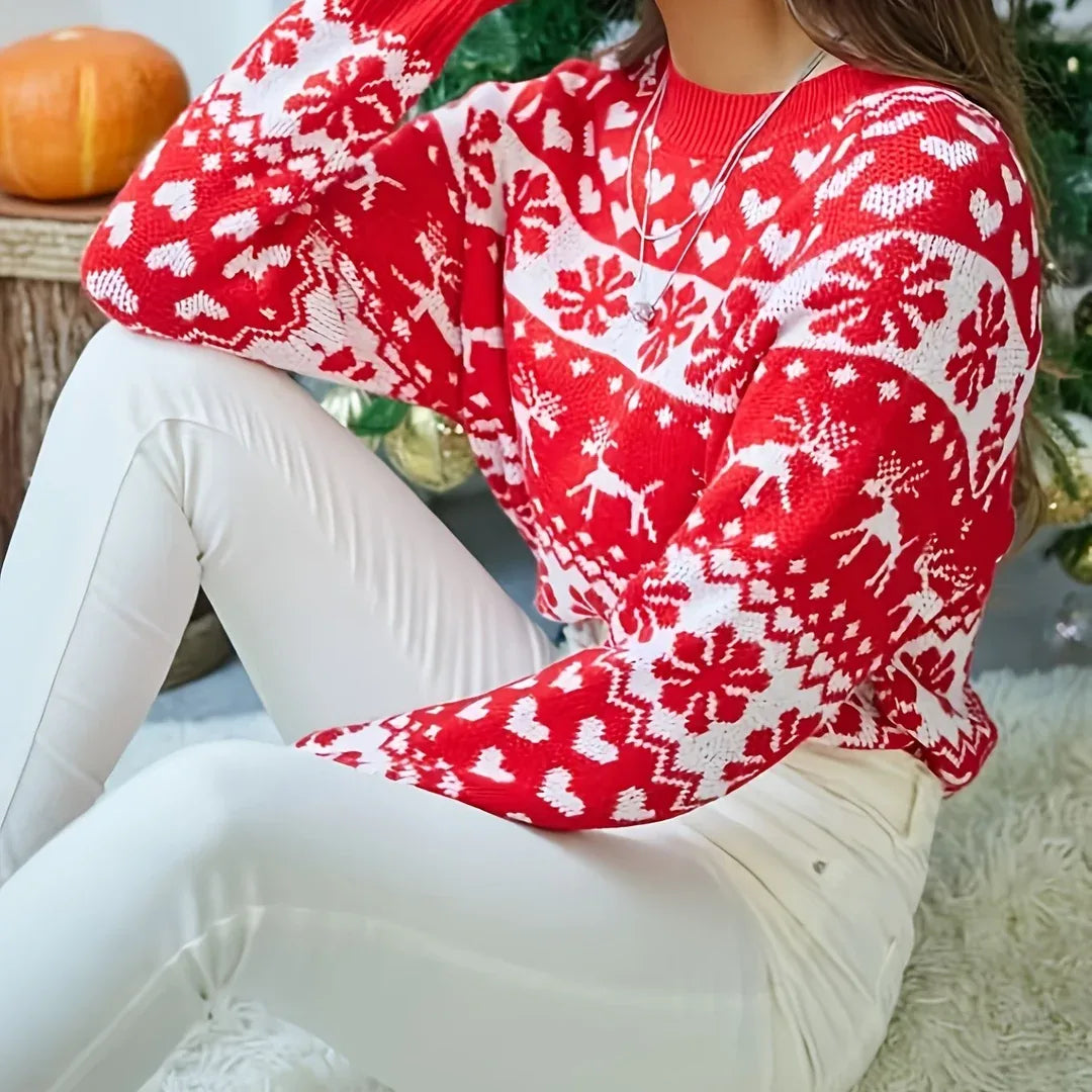 Women's Festive Reindeer Fair Isle Christmas Sweater