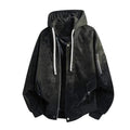 Men's Layered Hood Washed-Effect Bomber Jacket