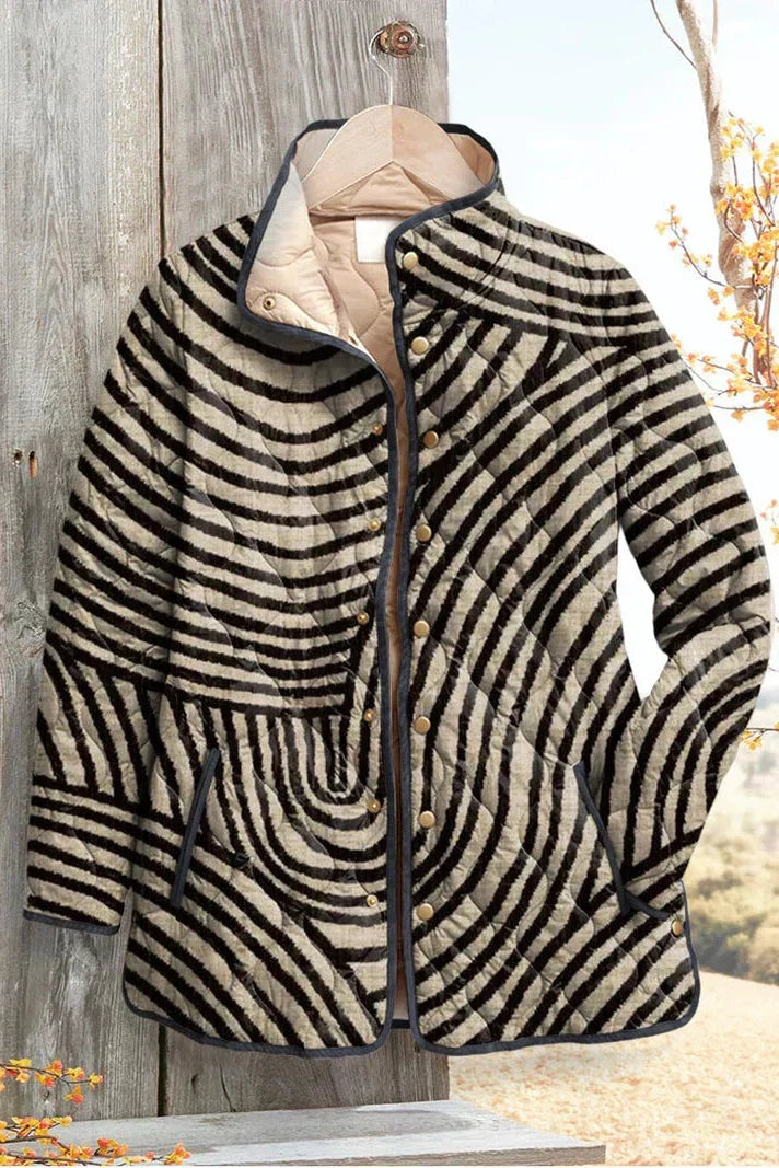 Veste matelassée fleurie patchwork pour femme à boutons-pression sur le devant