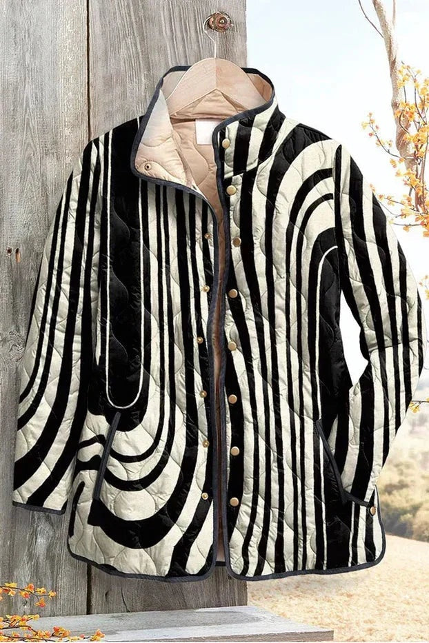 Veste matelassée fleurie patchwork pour femme à boutons-pression sur le devant