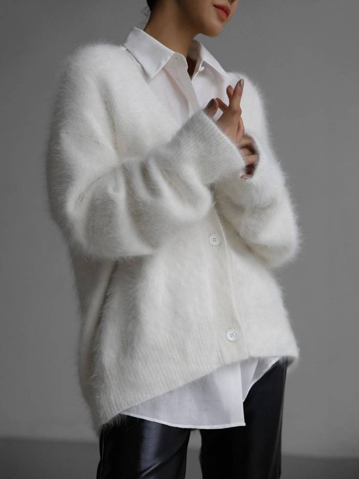 Women's Fuzzy Off-Shoulder Cropped Cardigan