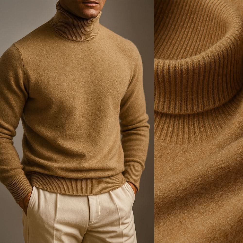 Men's Fitted Turtleneck Knit Sweater