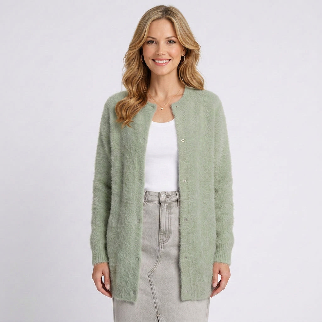 Textured Longline Cardigan – Button Front Layering Style