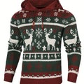 Men's Reindeer Fair Isle Hooded Christmas Jumper