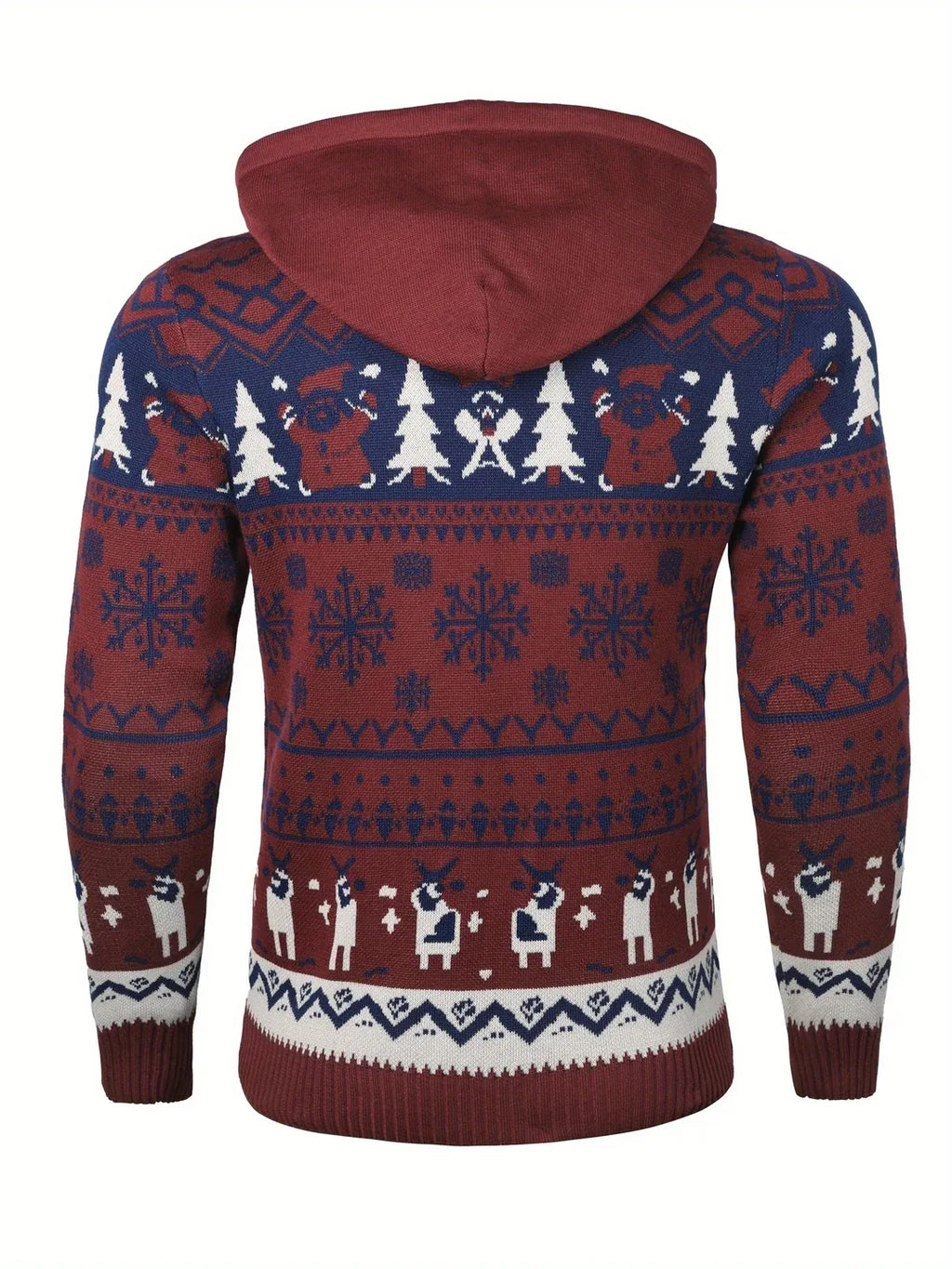Men's Reindeer Fair Isle Hooded Christmas Jumper