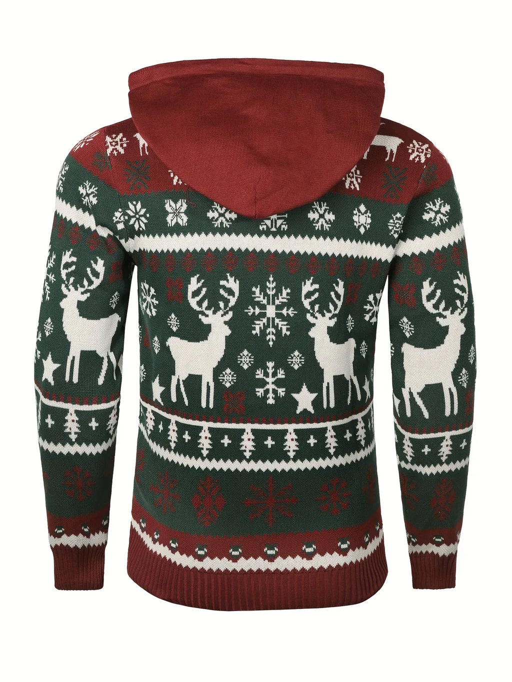 Men's Reindeer Fair Isle Hooded Christmas Jumper