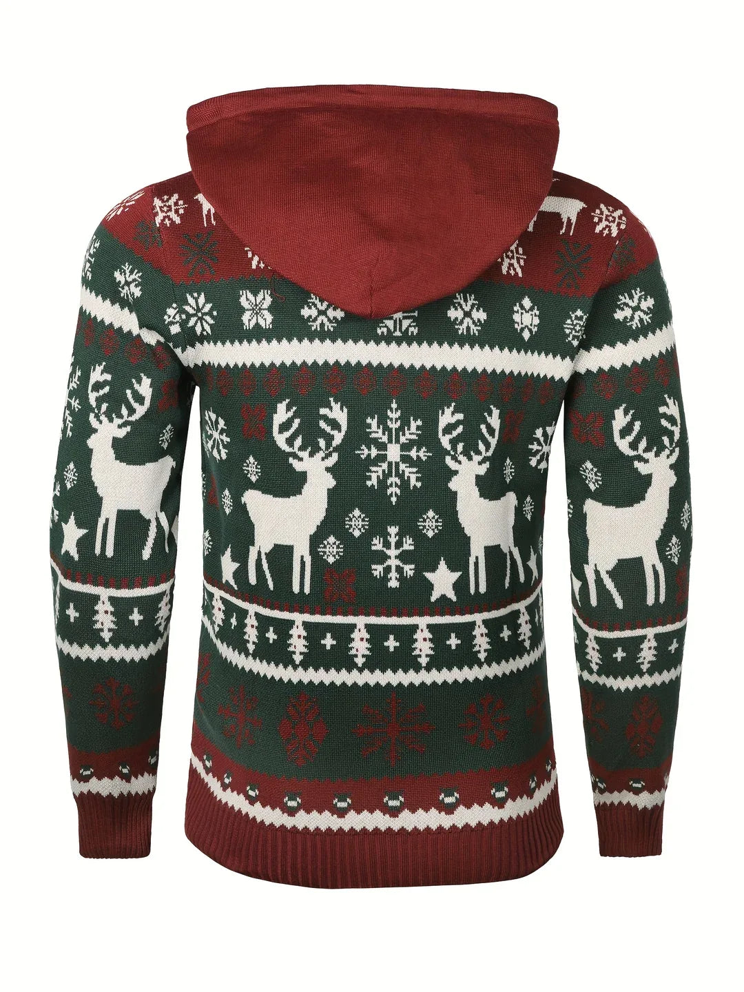 Men's Reindeer Fair Isle Hooded Christmas Jumper