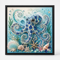 Sea life diamond painting artwork with octopus, shells, coral and starfish