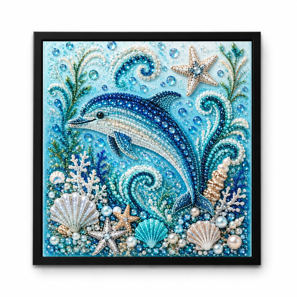 Sea life diamond painting artwork with octopus, shells, coral and starfish