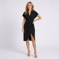 Wrap Midi Dress Women’s V Neck Short Sleeve Dress