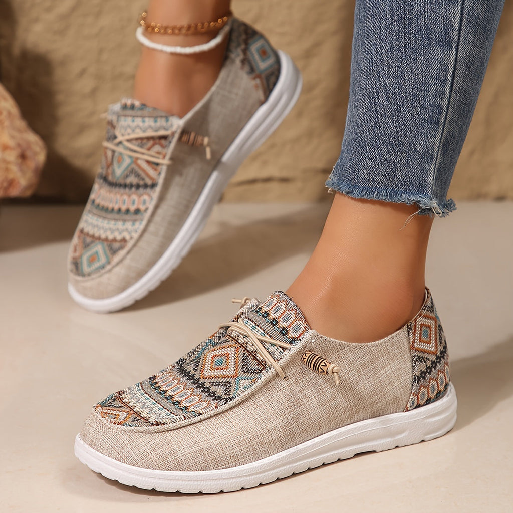 Aztec Print Slip-On Canvas Sneakers