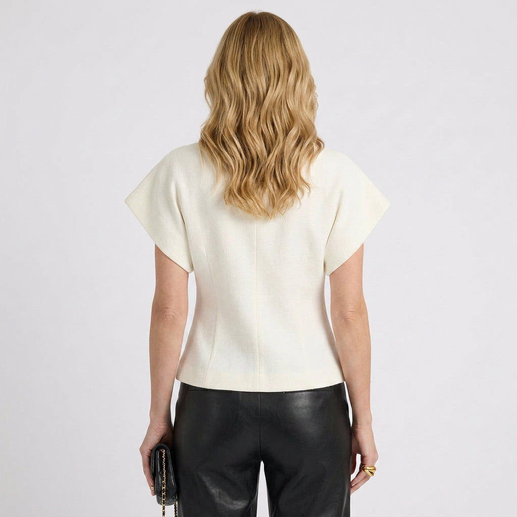 Women’s Wrap Front Top – V Neck Cap Sleeve Blouse Style