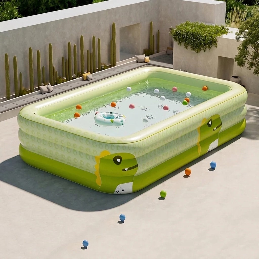 Rectangular Family Inflatable Pool with Three-Tier Design