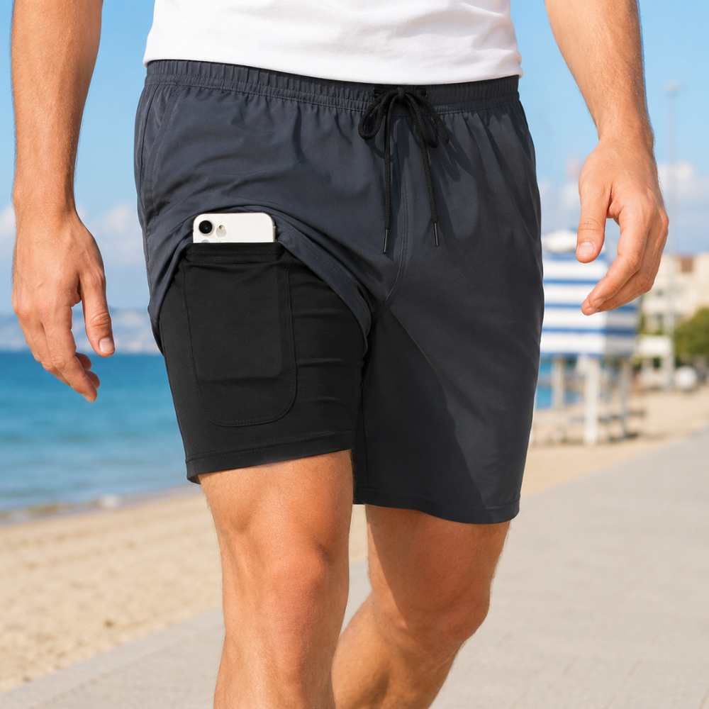 2-in-1 Athletic Shorts with Built-In Compression Liner