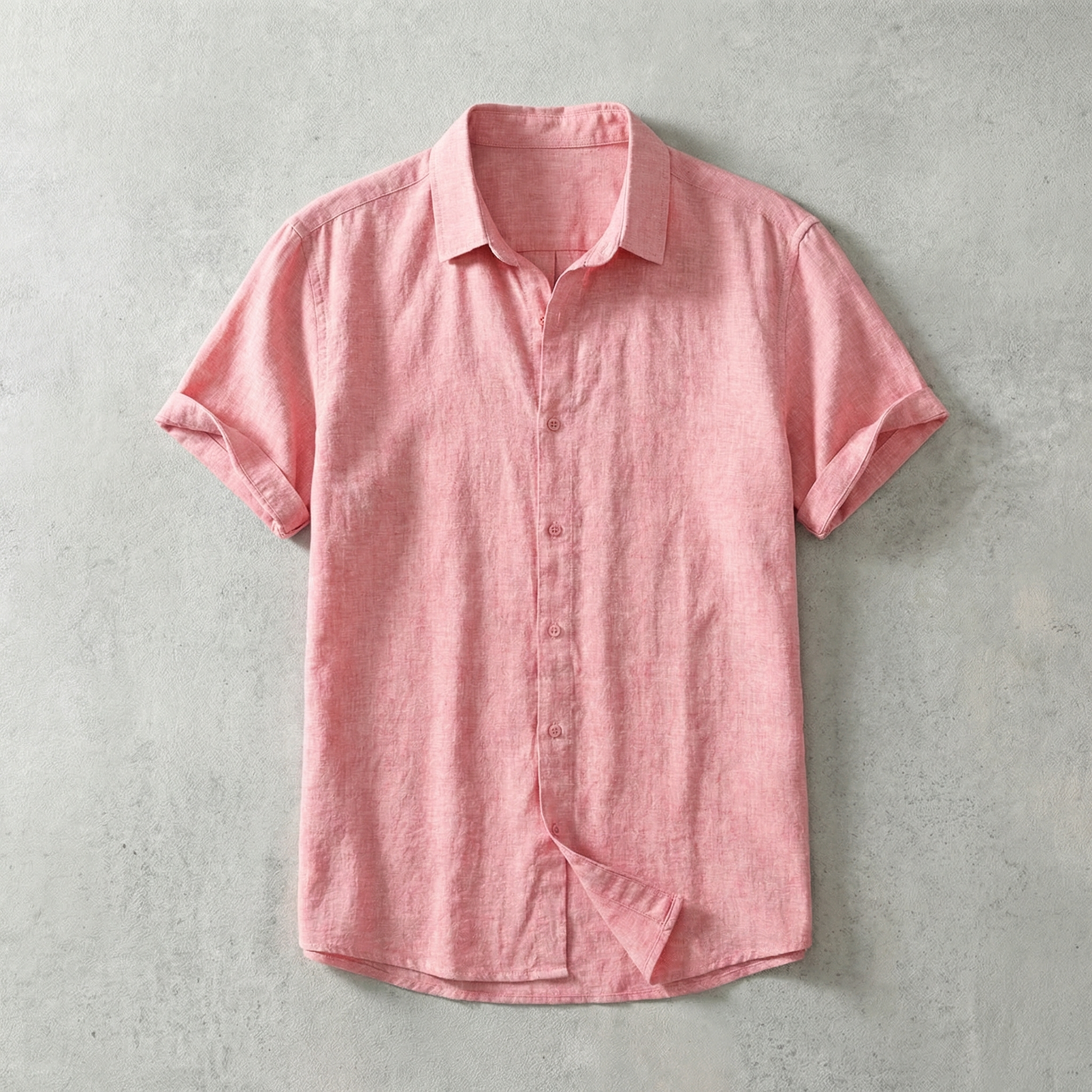 Short Sleeve Cotton Shirt with Classic Collar