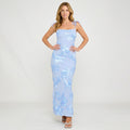 Women’s Floral Mesh Maxi Dress – Tie Strap Bodycon Dress