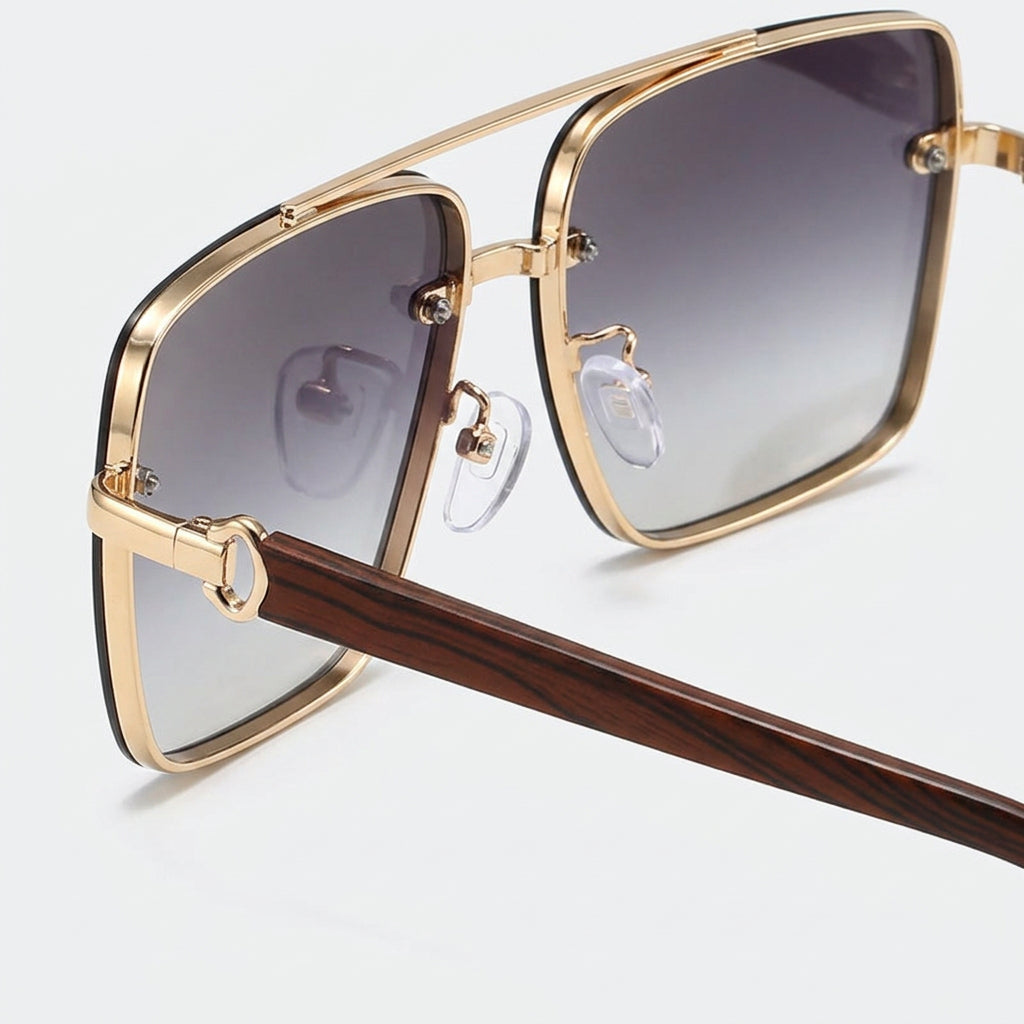 Lunettes de soleil carrées sans monture avec double pont