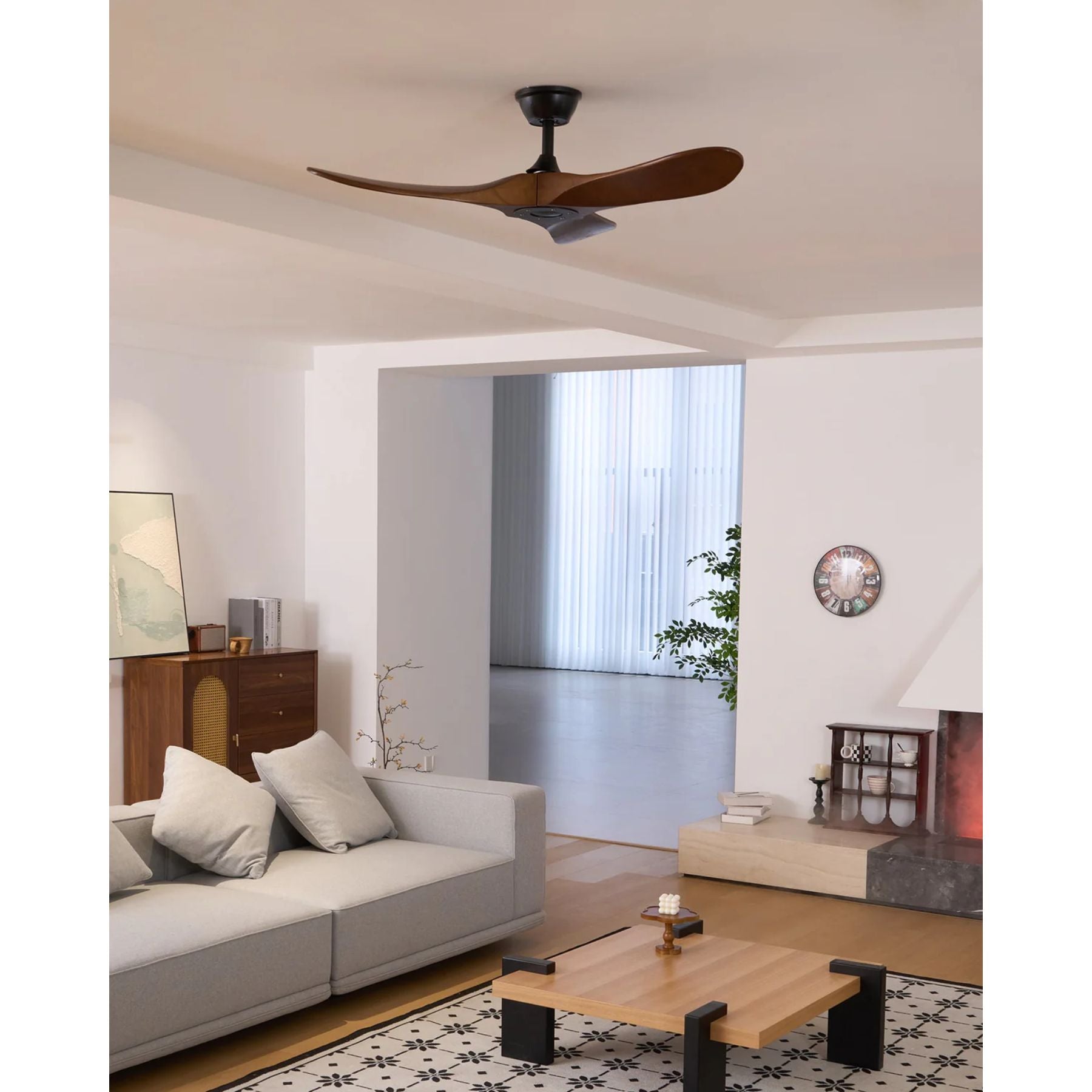 Wooden 3-Blade Ceiling Fan with Remote Control