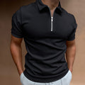 Slim Fit Zip Neck Polo Shirt with Short Sleeves