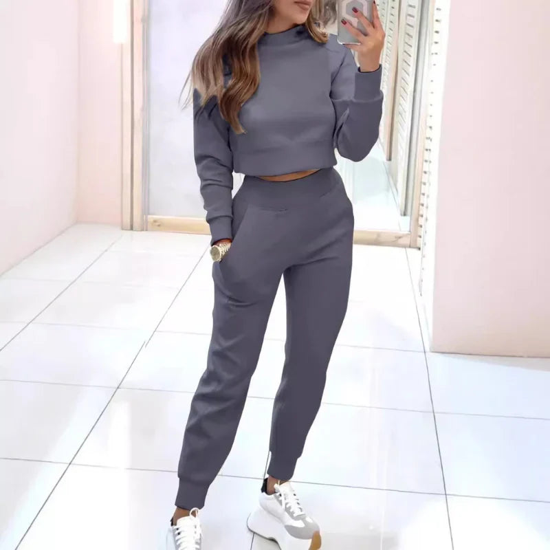 Cropped Sweatshirt and Jogger Loungewear Set
