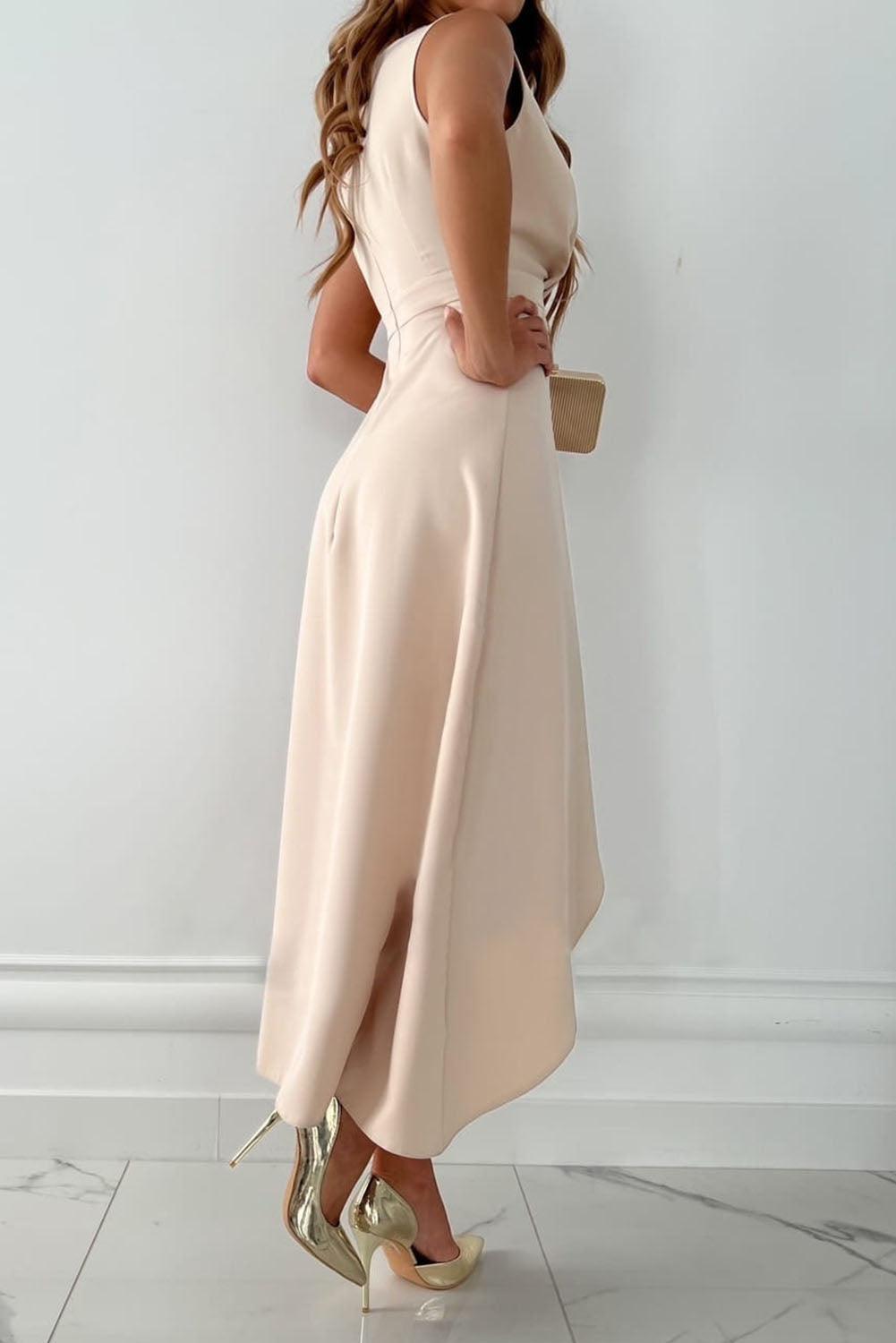 Midi Dress – Wrap Front High Low Elegant Style