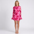 Mini Dress – Floral Mesh Bell Sleeve Style