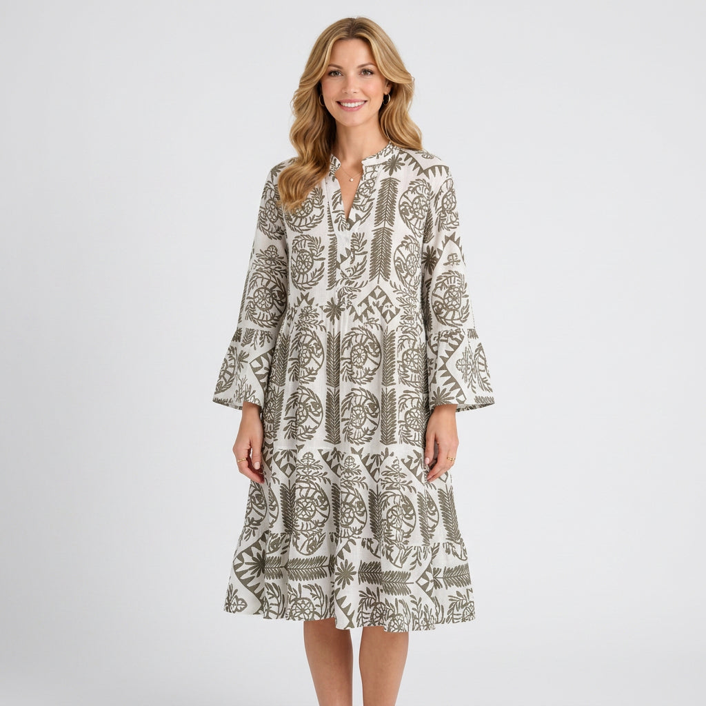 Printed Maxi Dress – V-Neck Relaxed Tiered Style