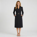Women’s Belted Midi Sheath Dress – V Neck Sleeve Style