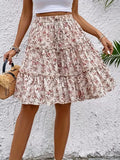 Floral Tiered Mini Skirt with Tie Waist