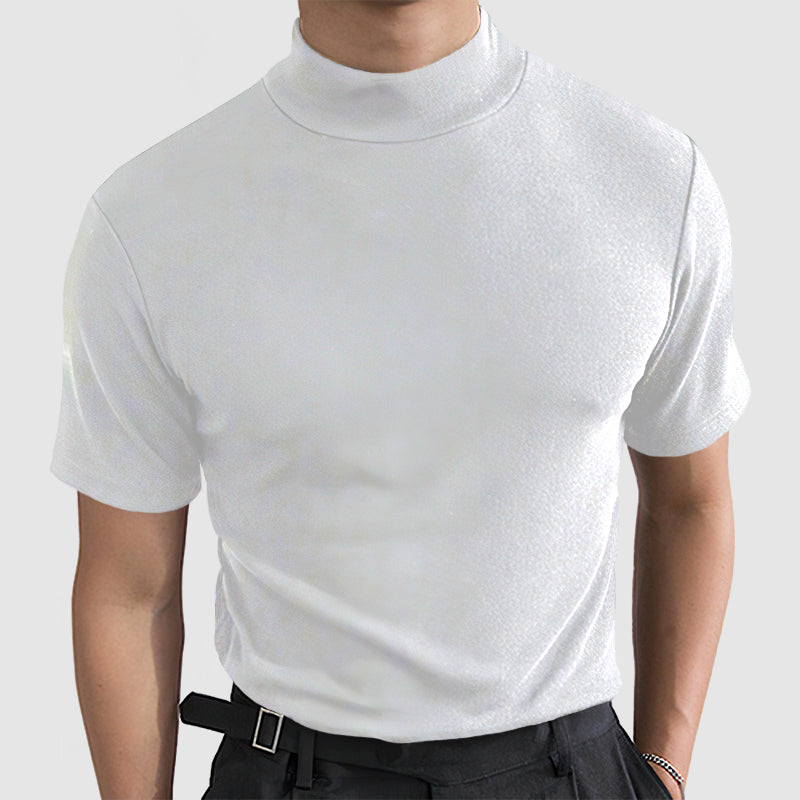 Slim Fit Short Sleeve Mock Neck T-Shirt for Men