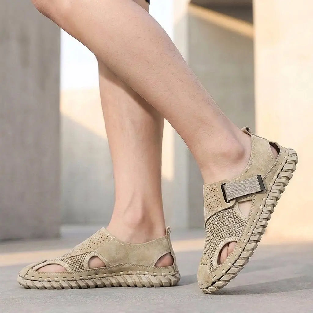 Men's Suede Sport Sandals with Velcro Strap