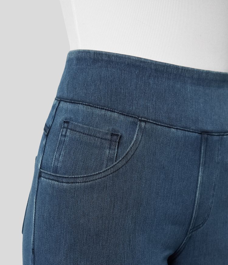 High-Waist Wide-Leg Pull-On Jeans