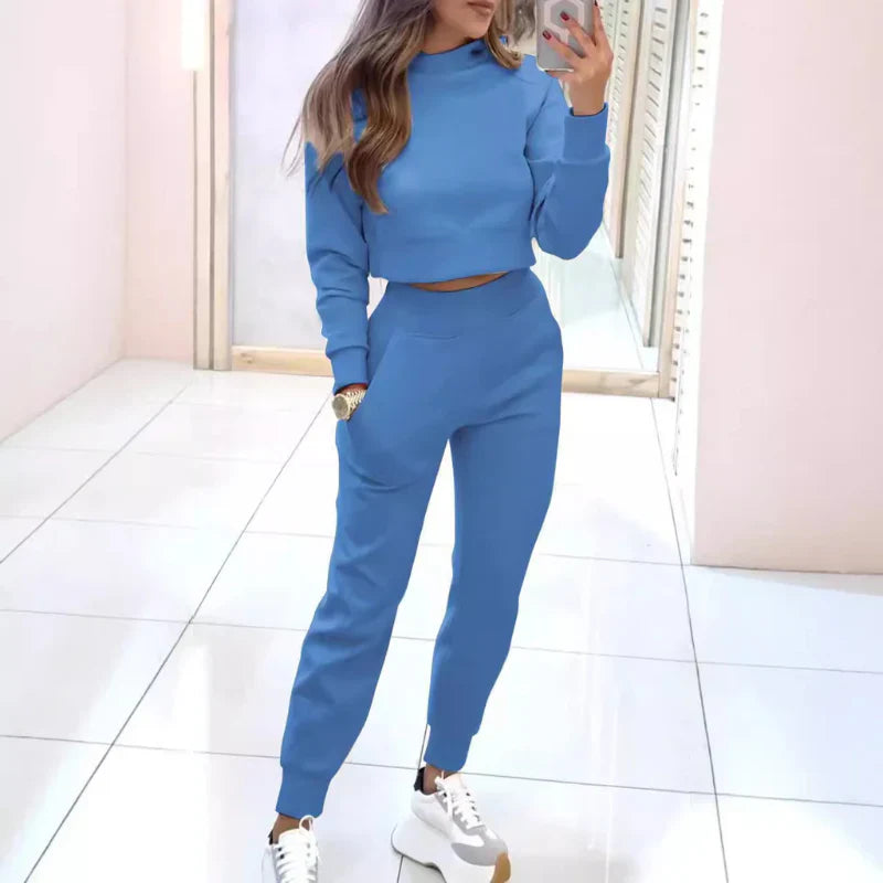 Cropped Sweatshirt and Jogger Loungewear Set
