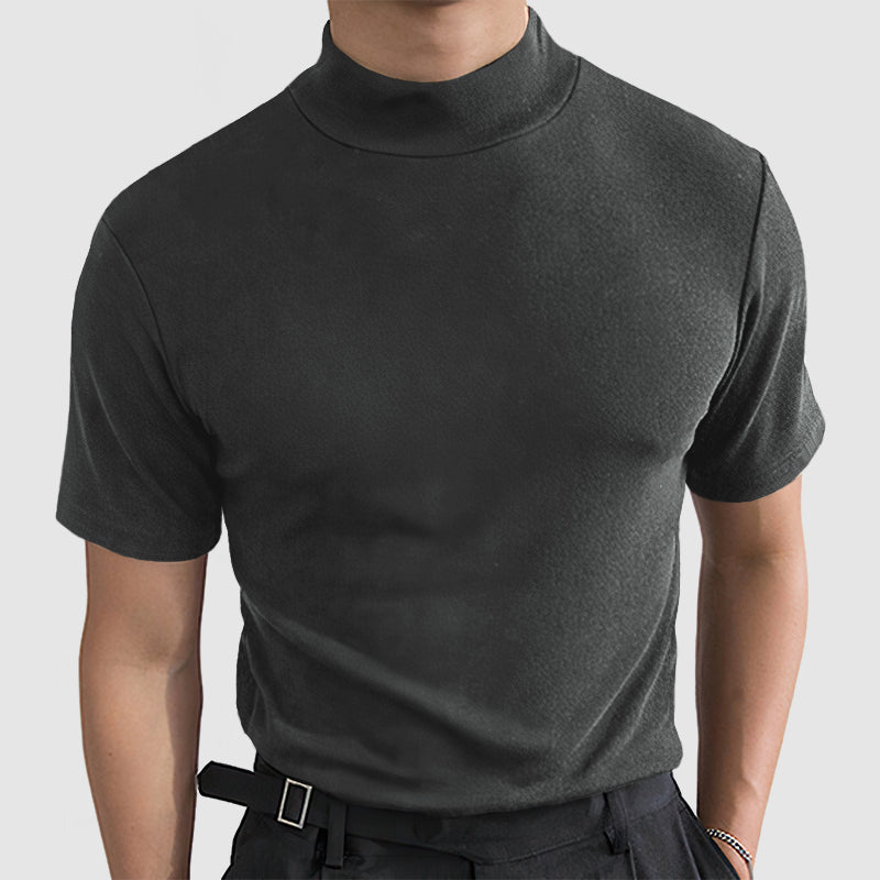 Slim Fit Short Sleeve Mock Neck T-Shirt for Men