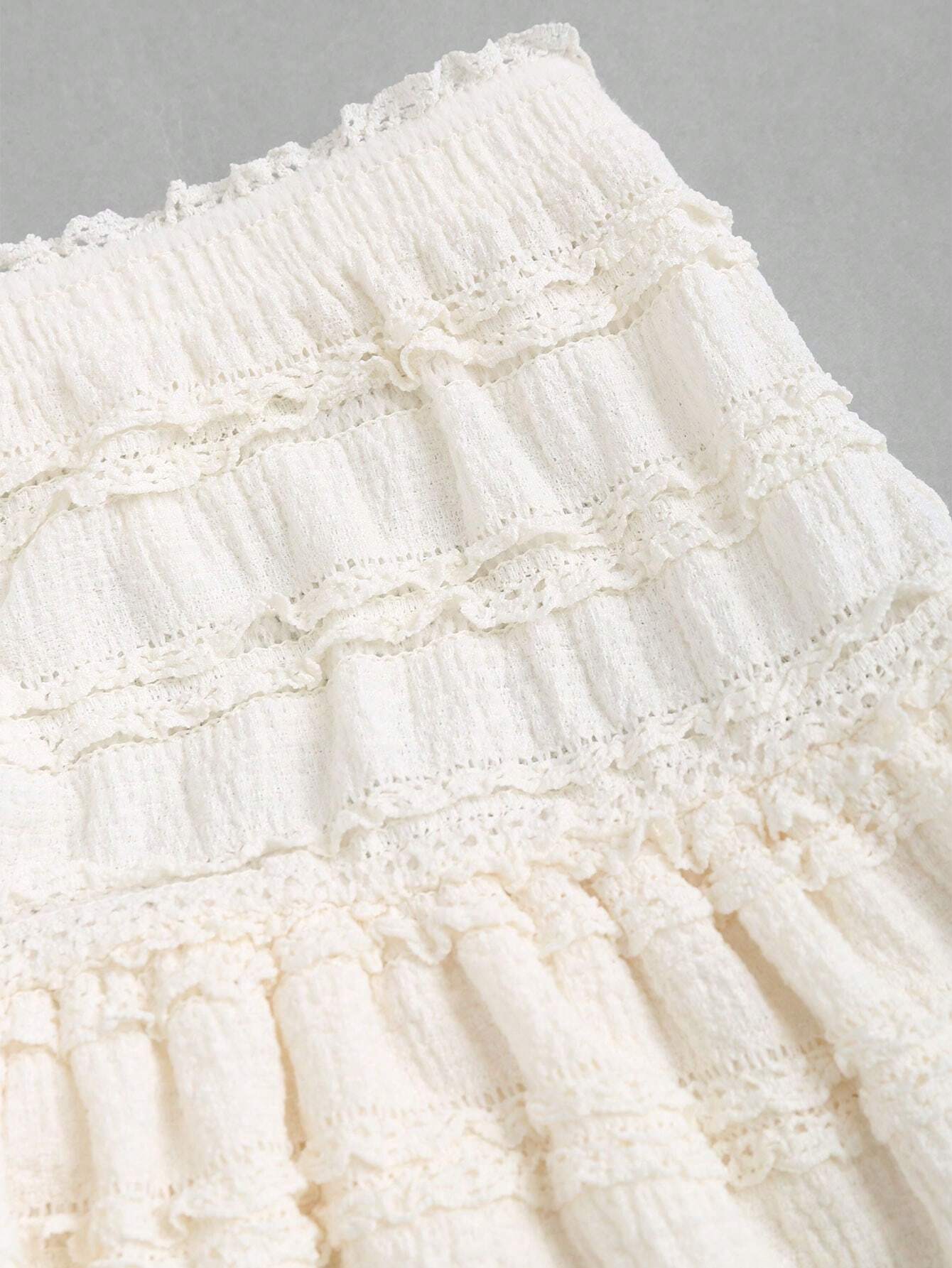 Tiered Ruffle Mini Skirt with Smocked Waist