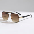 Rimless Geometric Sunglasses with Gold Double Bridge