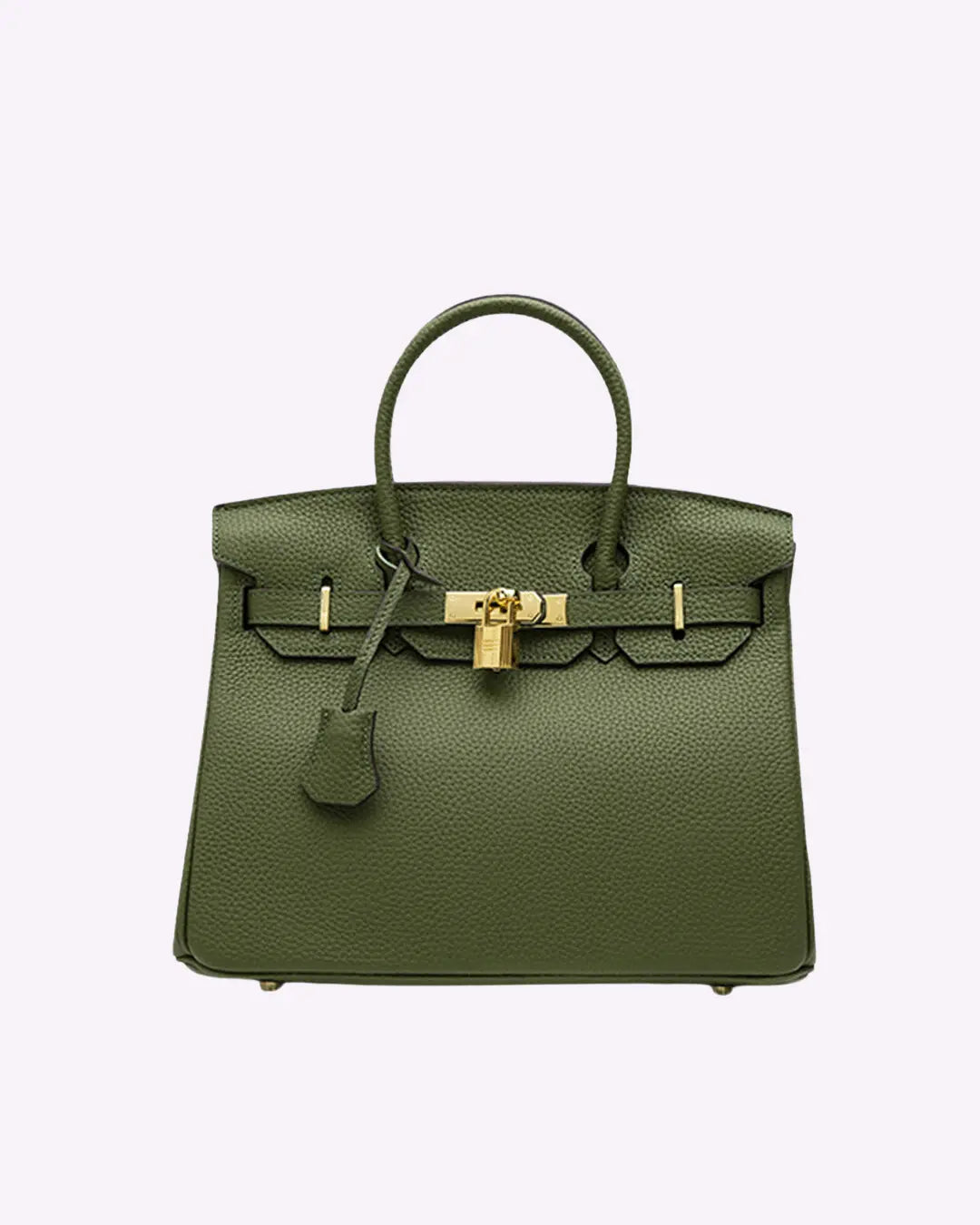Structured Turn-Lock Tote Bag with Padlock Detail