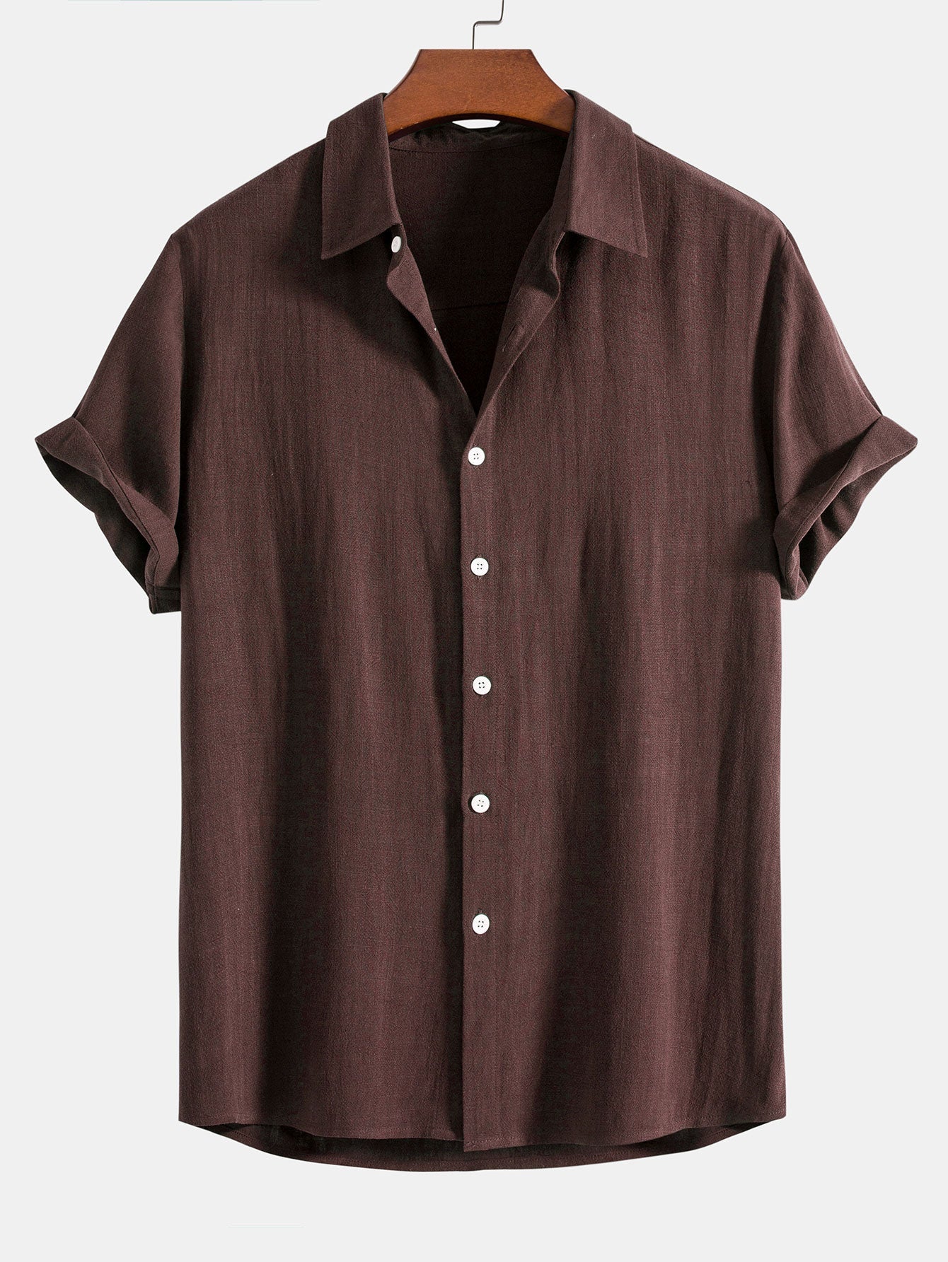 Chemise à manches courtes en mélange de lin avec col classique