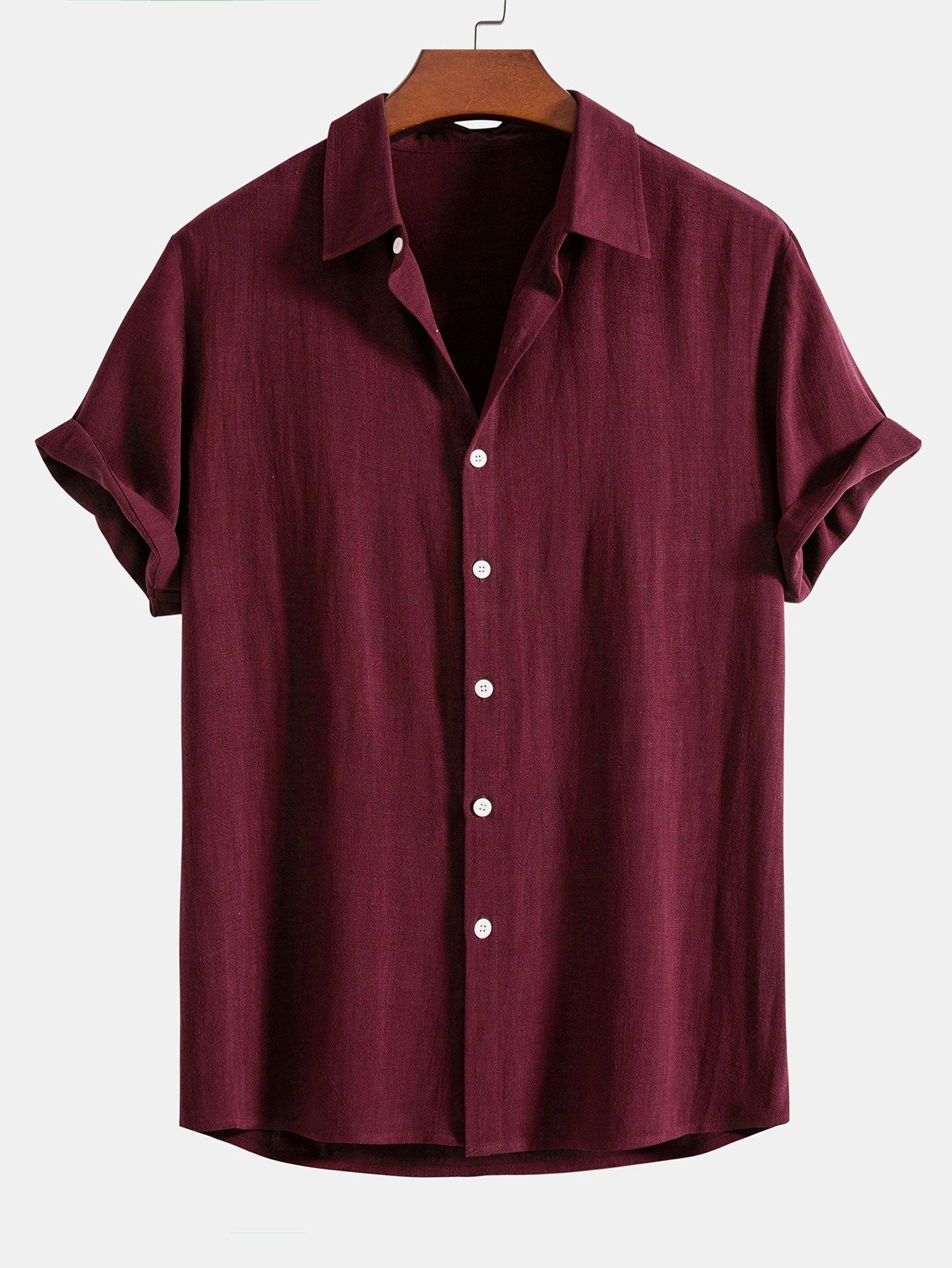 Chemise à manches courtes en mélange de lin avec col classique